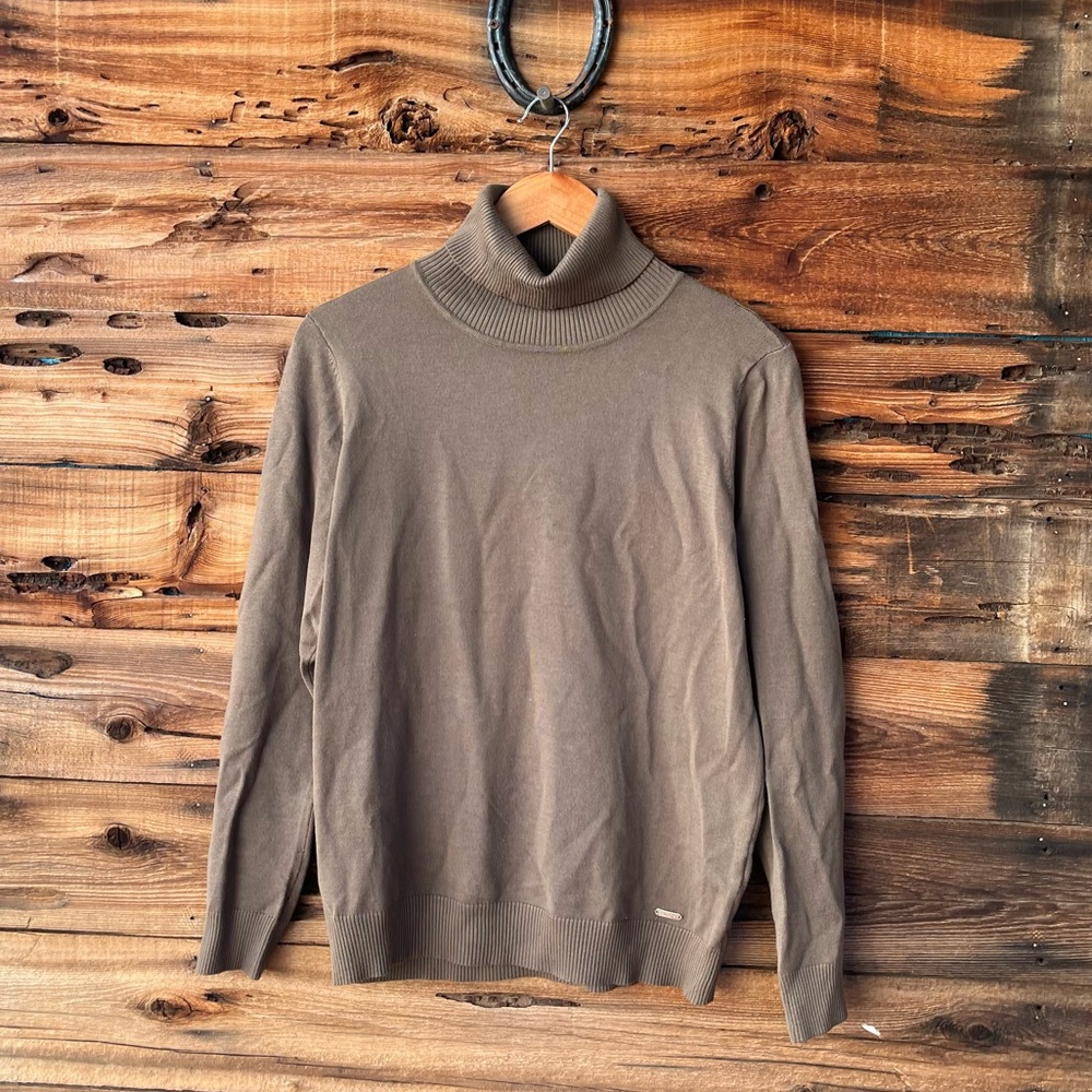 CALVIN KLEIN | Taupe Turtleneck Sweater L